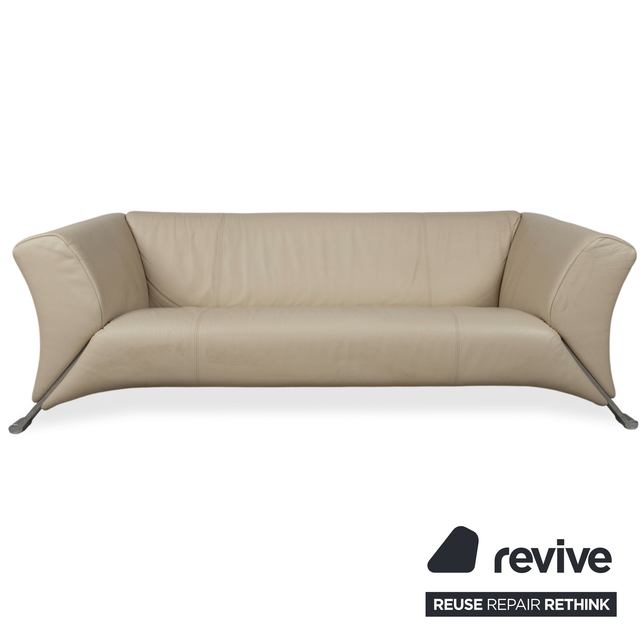 Rolf Benz 322 suite leather three-seater two-seater beige cream sofa couch