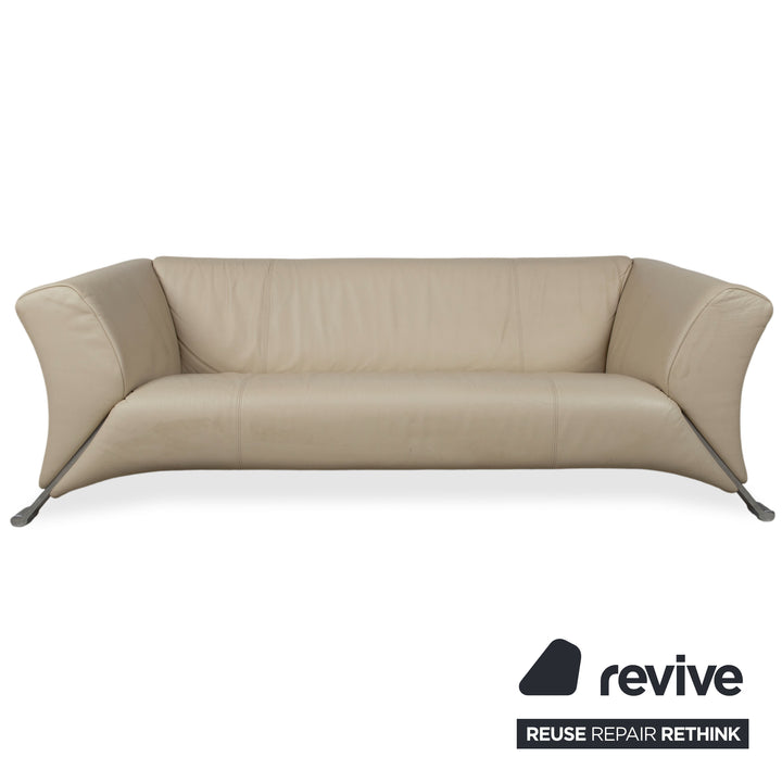 Rolf Benz 322 Garnitur Leder Dreisitzer Zweisitzer Beige Creme Sofa Couch