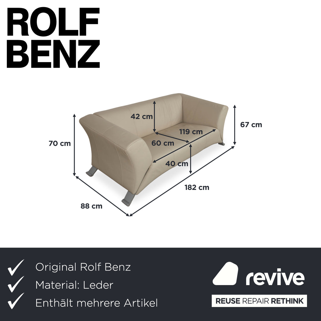 Rolf Benz 322 suite leather three-seater two-seater beige cream sofa couch