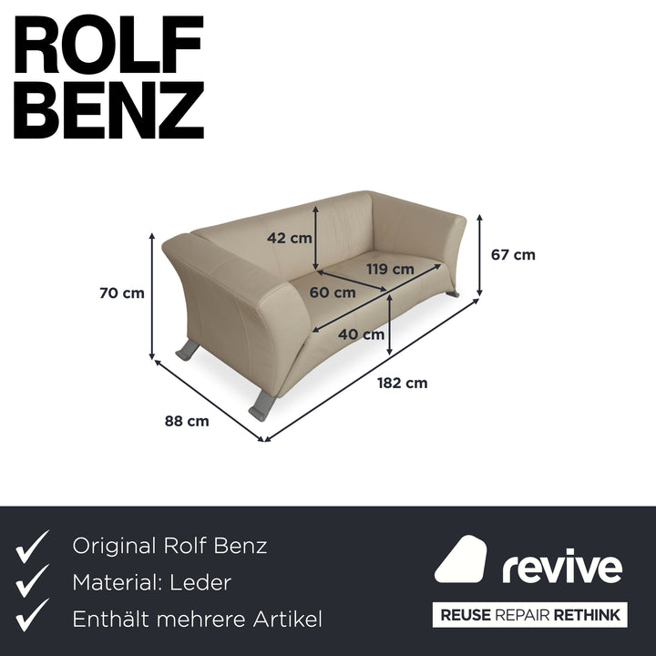 Rolf Benz 322 suite leather three-seater two-seater beige cream sofa couch