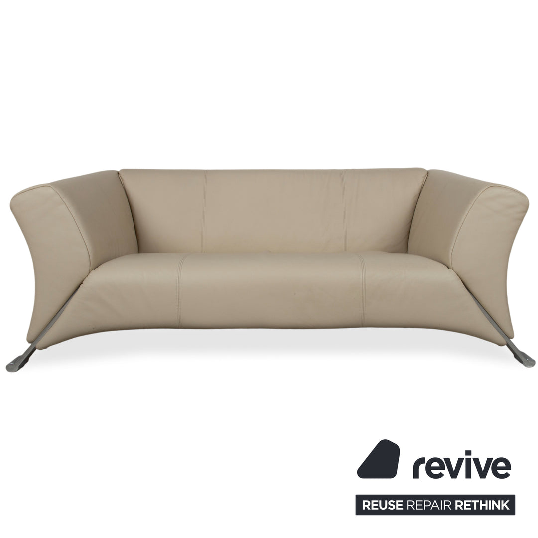 Rolf Benz 322 Garnitur Leder Dreisitzer Zweisitzer Beige Creme Sofa Couch