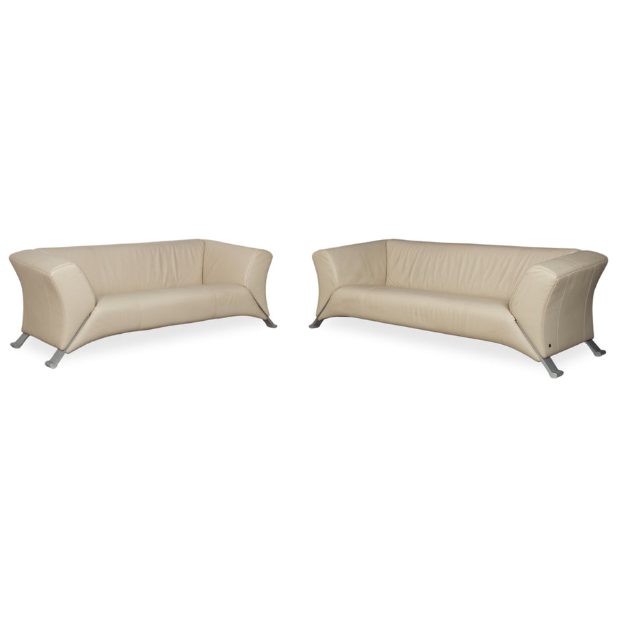Rolf Benz 322 Garnitur Leder Dreisitzer Zweisitzer Beige Creme Sofa Couch