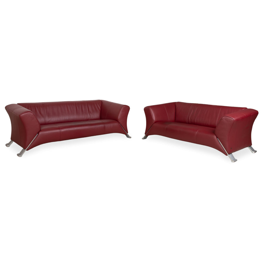 Rolf Benz 322 Garnitur Leder Dreisitzer Zweisitzer Rot Sofa Couch
