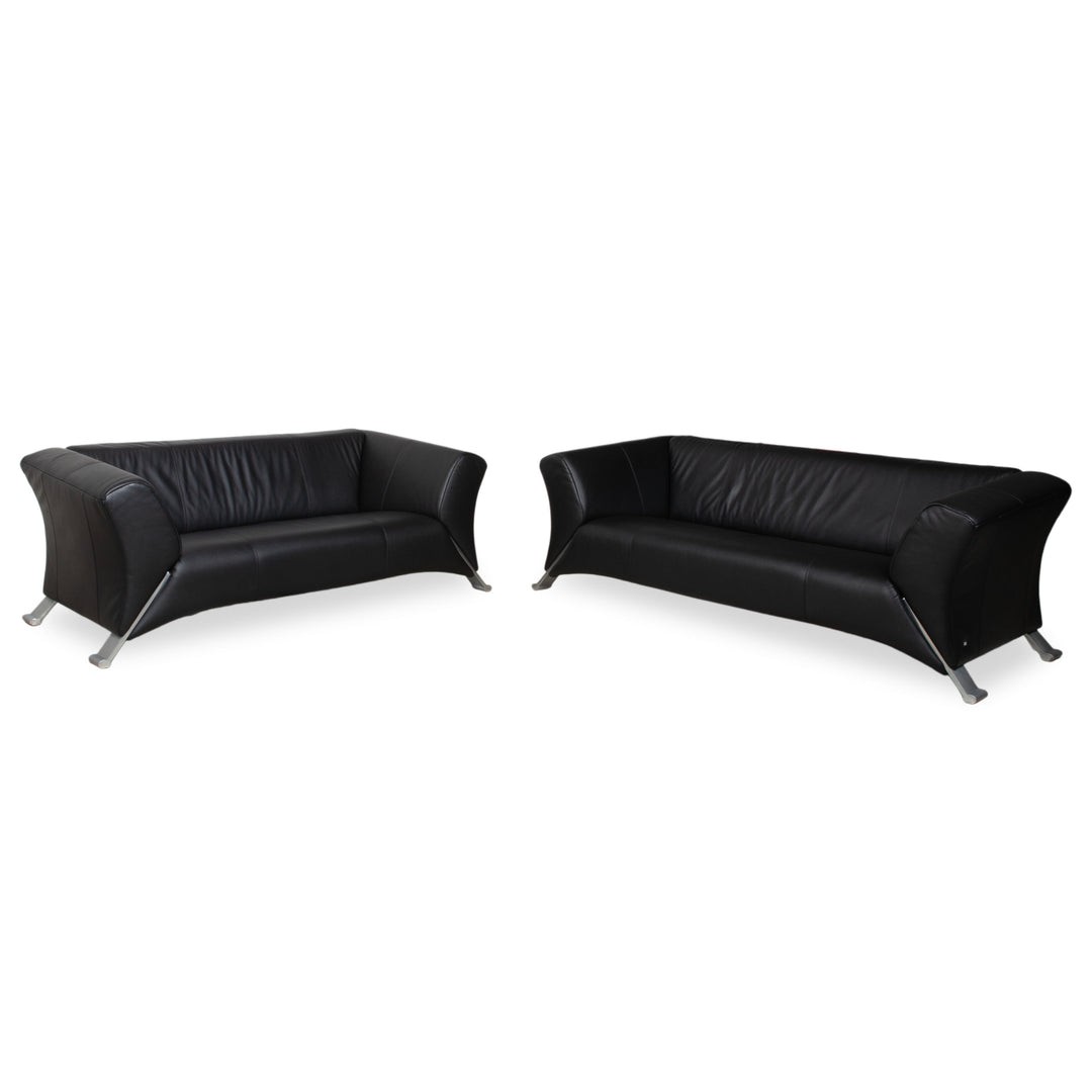 Rolf Benz 322 Garnitur Leder Zweisitzer Dreisitzer Schwarz Sofa Couch