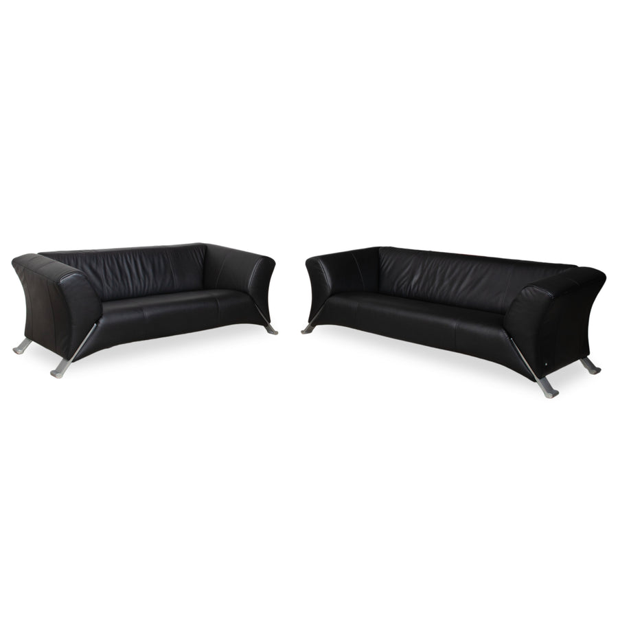 Rolf Benz 322 Garnitur Leder Zweisitzer Dreisitzer Schwarz Sofa Couch