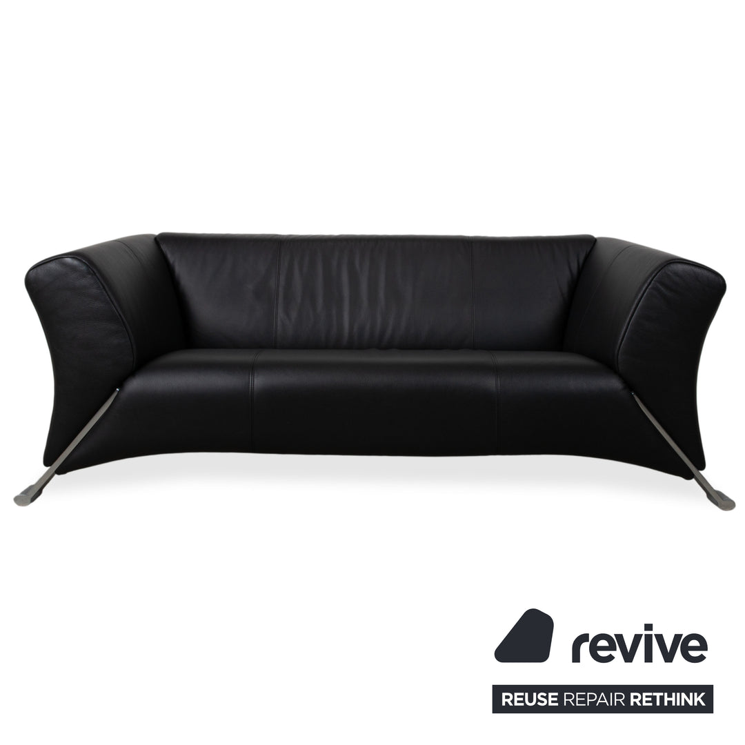Rolf Benz 322 Garnitur Leder Zweisitzer Dreisitzer Schwarz Sofa Couch