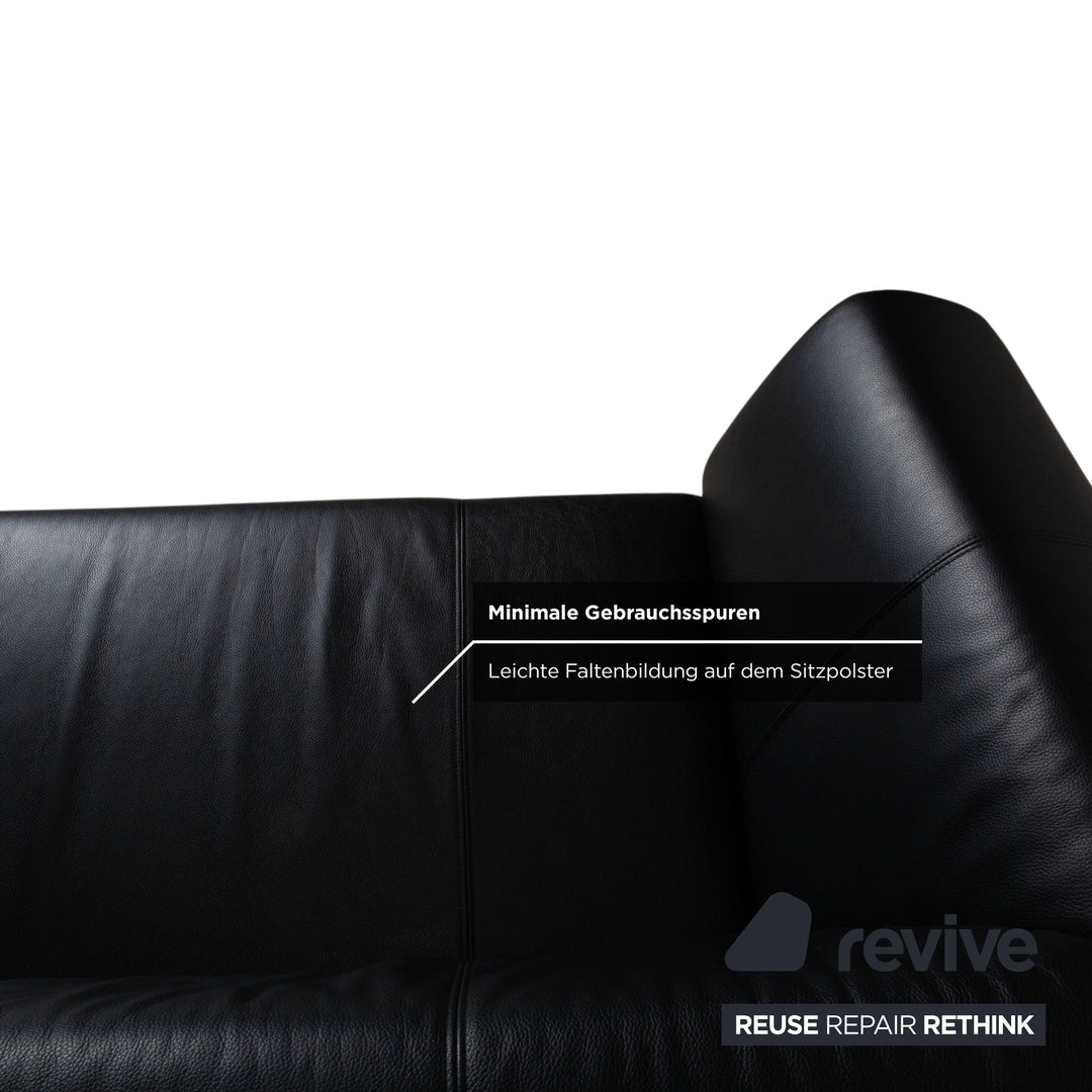 Rolf Benz 322 Garnitur Leder Zweisitzer Dreisitzer Schwarz Sofa Couch