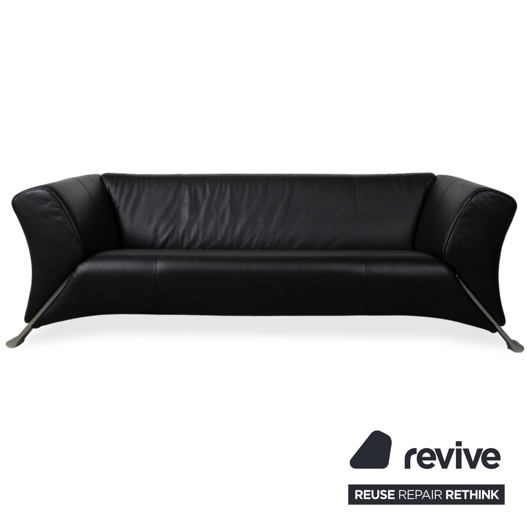 Rolf Benz 322 Garnitur Leder Zweisitzer Dreisitzer Schwarz Sofa Couch