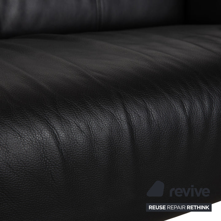 Rolf Benz 322 Leder 2x Dreisitzer Schwarz Sofa Couch