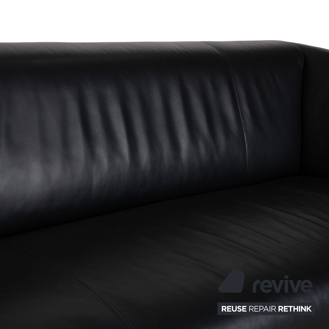 Rolf Benz 322 Leder 2x Dreisitzer Schwarz Sofa Couch