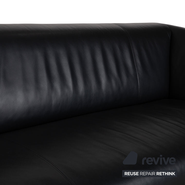 Rolf Benz 322 Leder 2x Dreisitzer Schwarz Sofa Couch