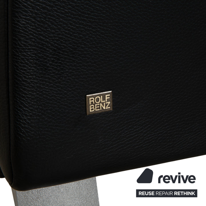 Rolf Benz 322 Leder 2x Dreisitzer Sessel Hocker Schwarz Sofa Couch