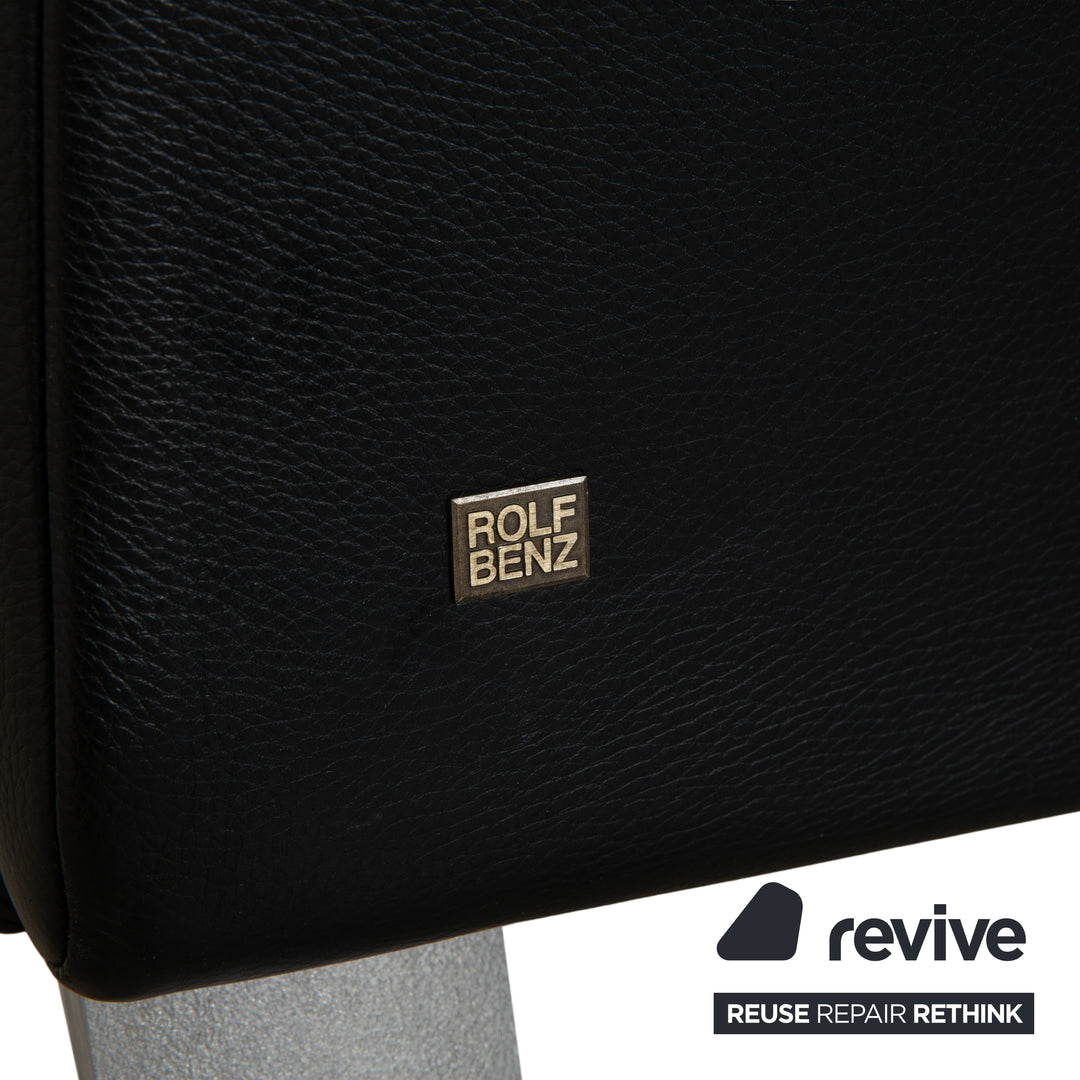 Rolf Benz 322 Leder 2x Dreisitzer Sessel Hocker Schwarz Sofa Couch