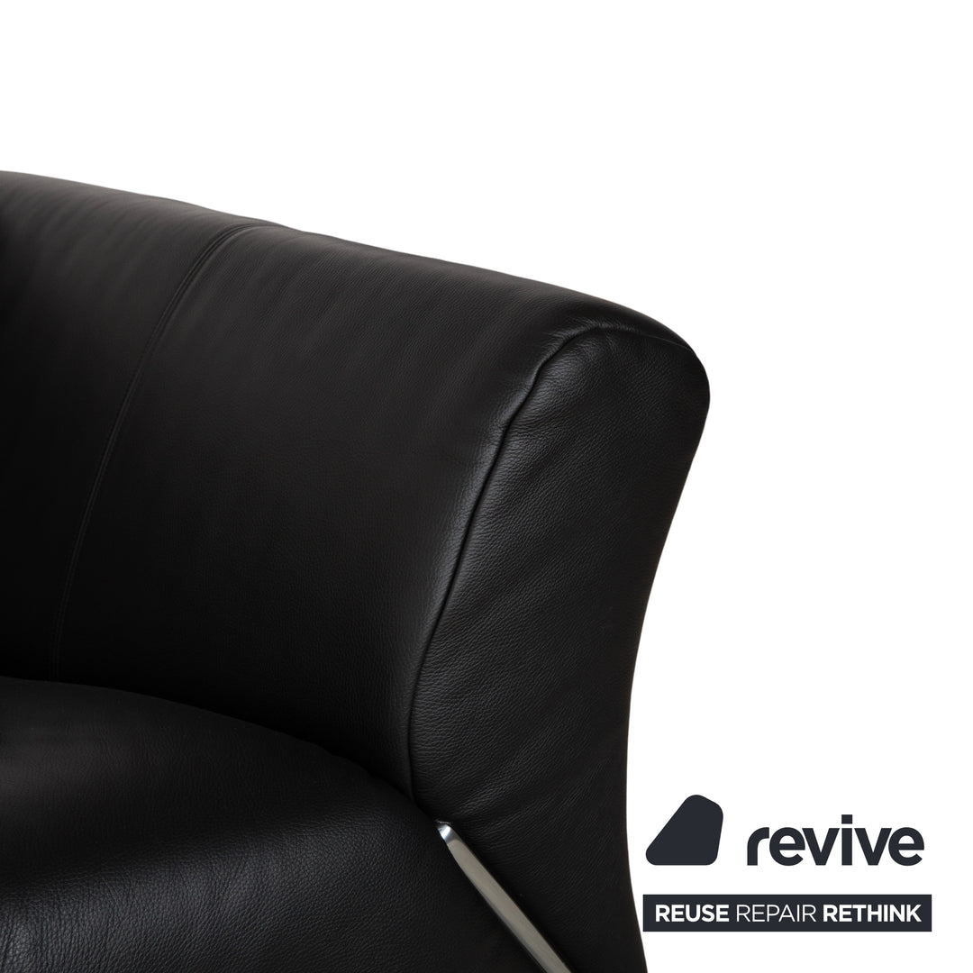 Rolf Benz 322 Leder 2x Dreisitzer Sessel Hocker Schwarz Sofa Couch