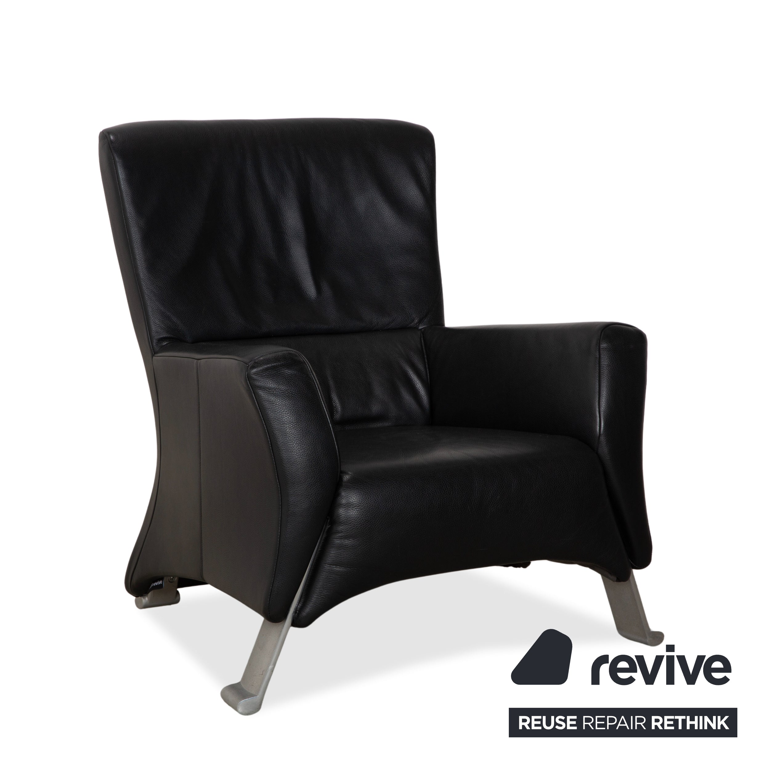 Rolf Benz 322 Leder 2x Dreisitzer Sessel Hocker Schwarz Sofa Couch