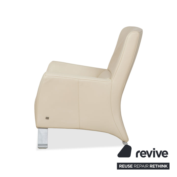 Rolf Benz 322 Leder 2x Sessel Weiß Creme