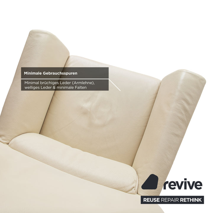Rolf Benz 322 Cuir 2x Fauteuil Blanc Crème