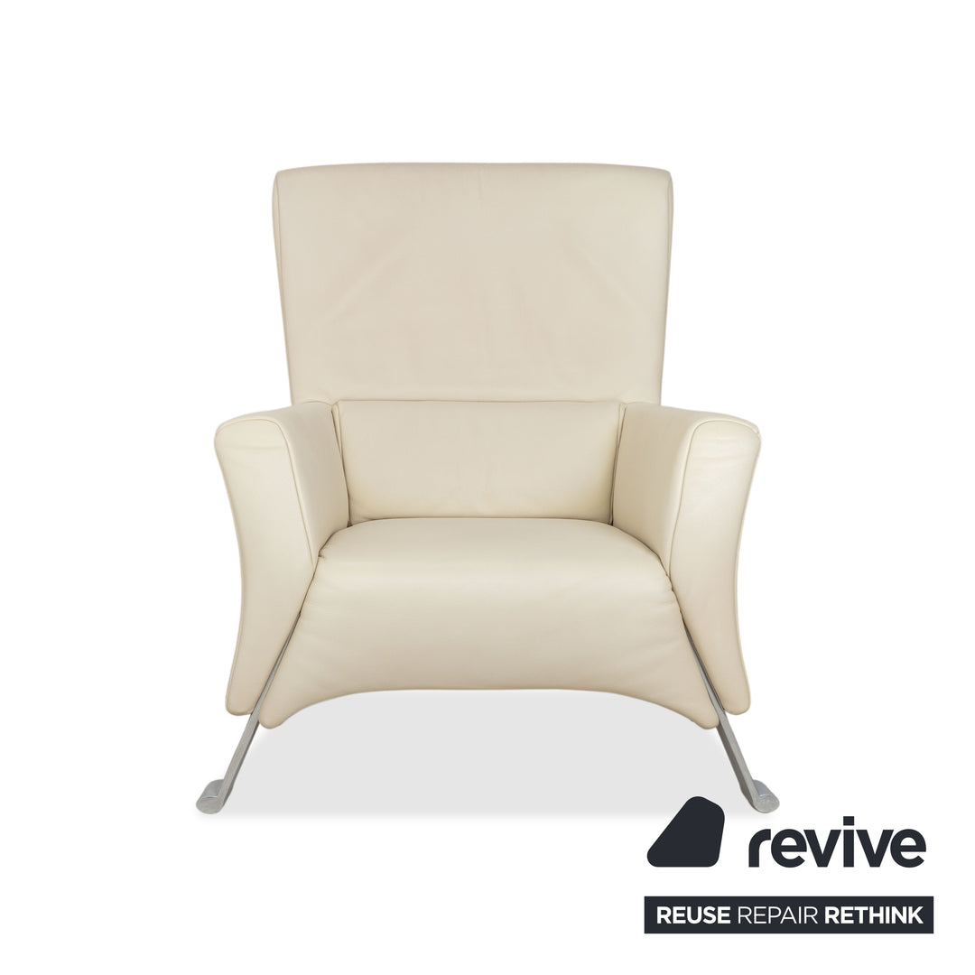 Rolf Benz 322 Cuir 2x Fauteuil Blanc Crème