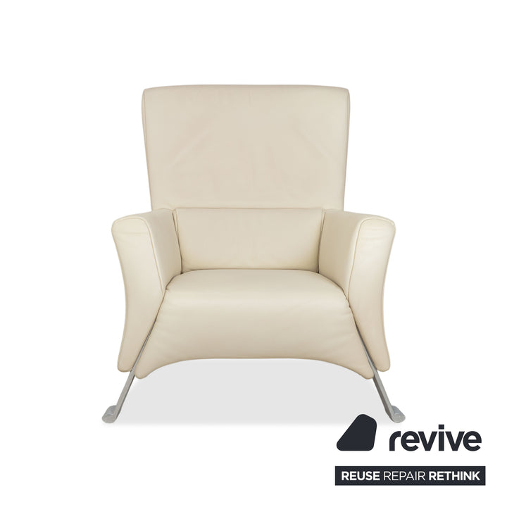Rolf Benz 322 Cuir 2x Fauteuil Blanc Crème