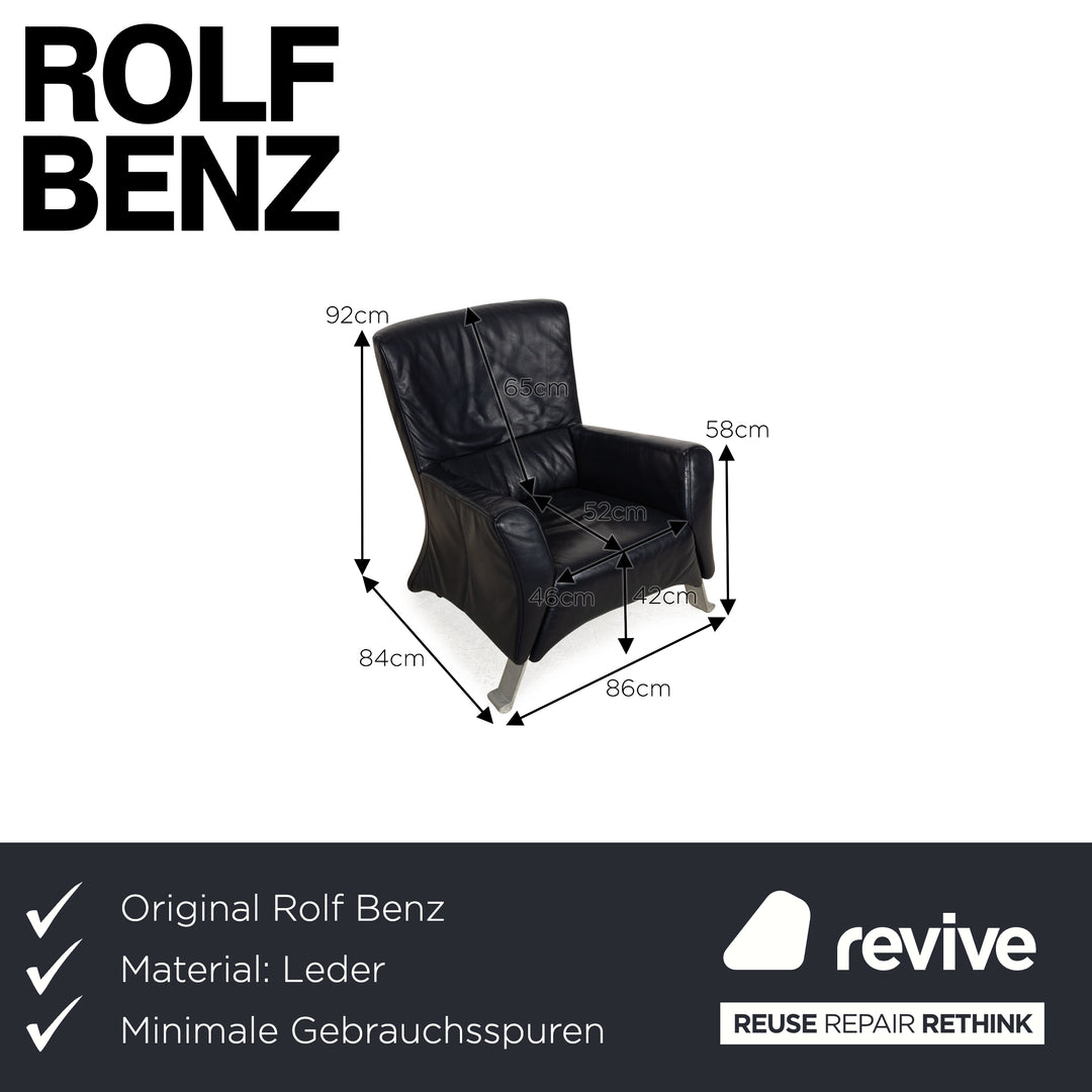 Rolf Benz 322 Leather Blue Dark Blue Black