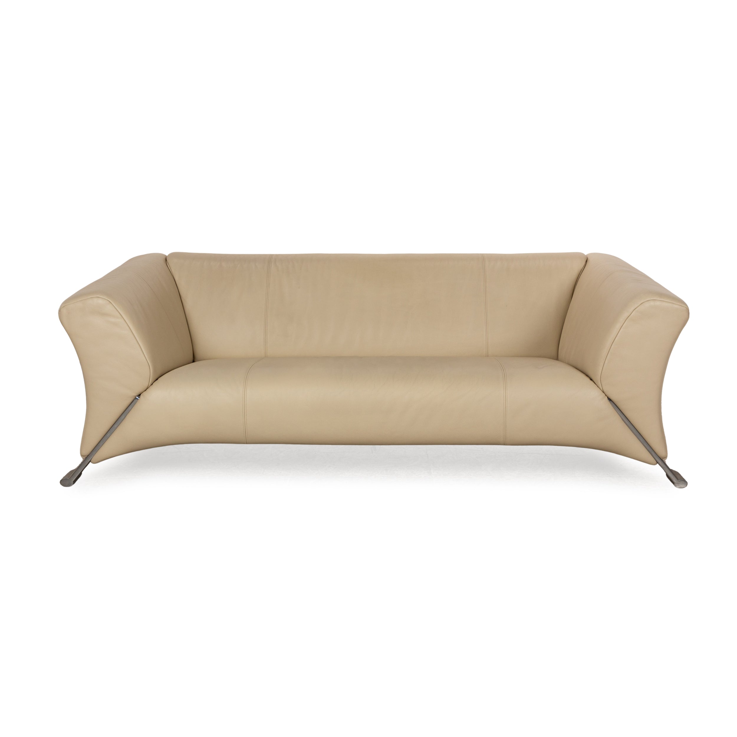 Rolf Benz 322 Leder Dreisitzer Beige Sofa Couch