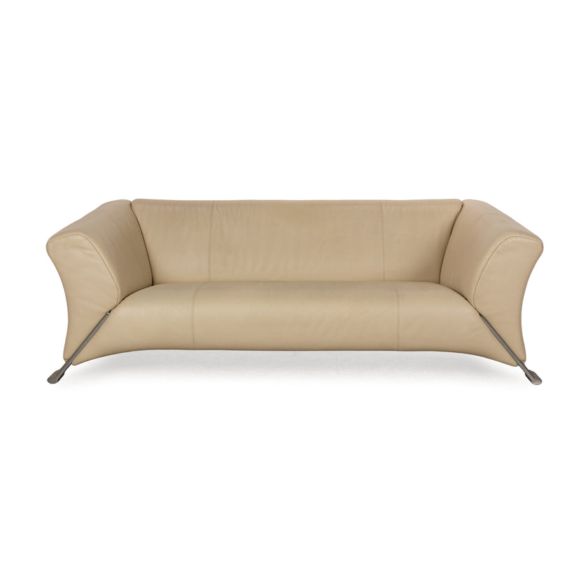 Rolf Benz 322 Leder Dreisitzer Beige Sofa Couch