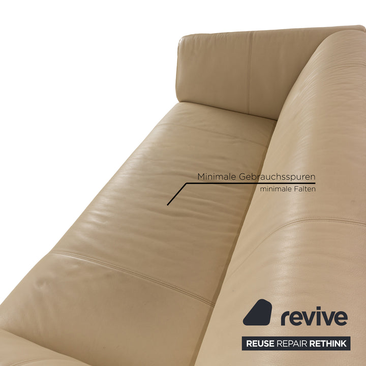 Rolf Benz 322 Leather Three-Seater Beige Sofa Couch