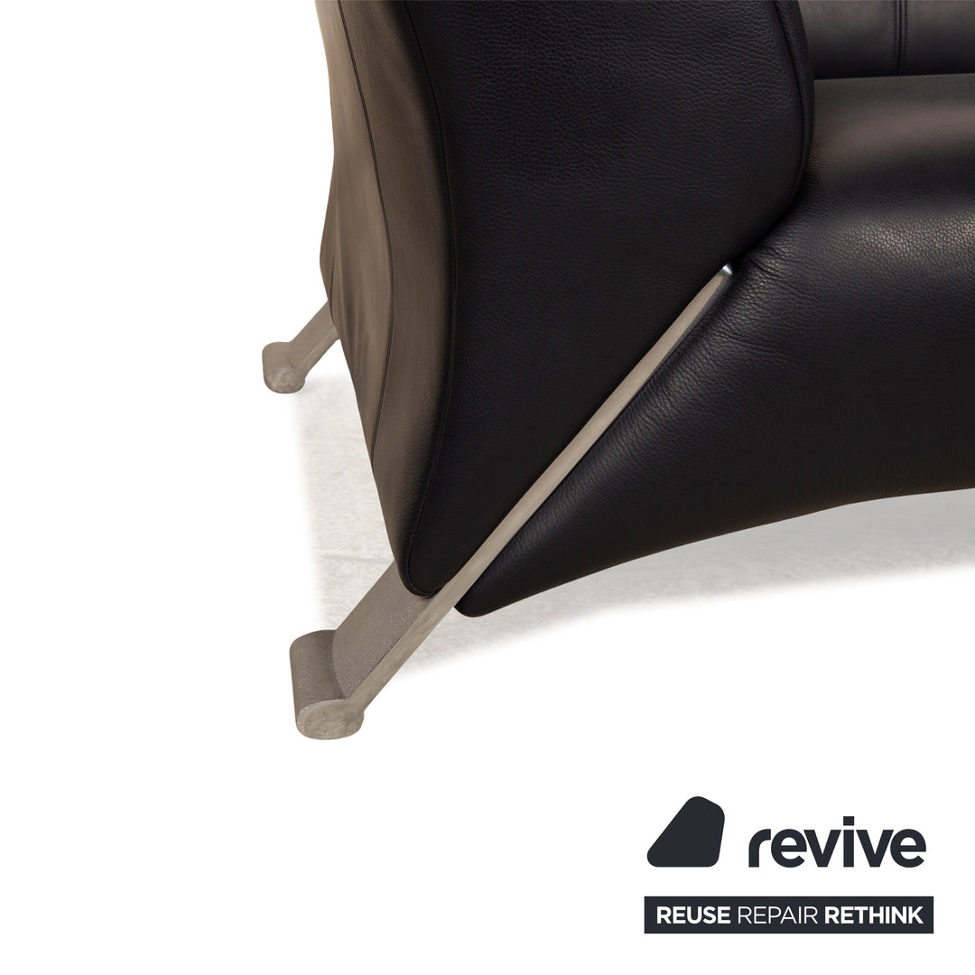 Rolf Benz 322 Leather Three-Seater Blue Dark Blue Sofa Couch