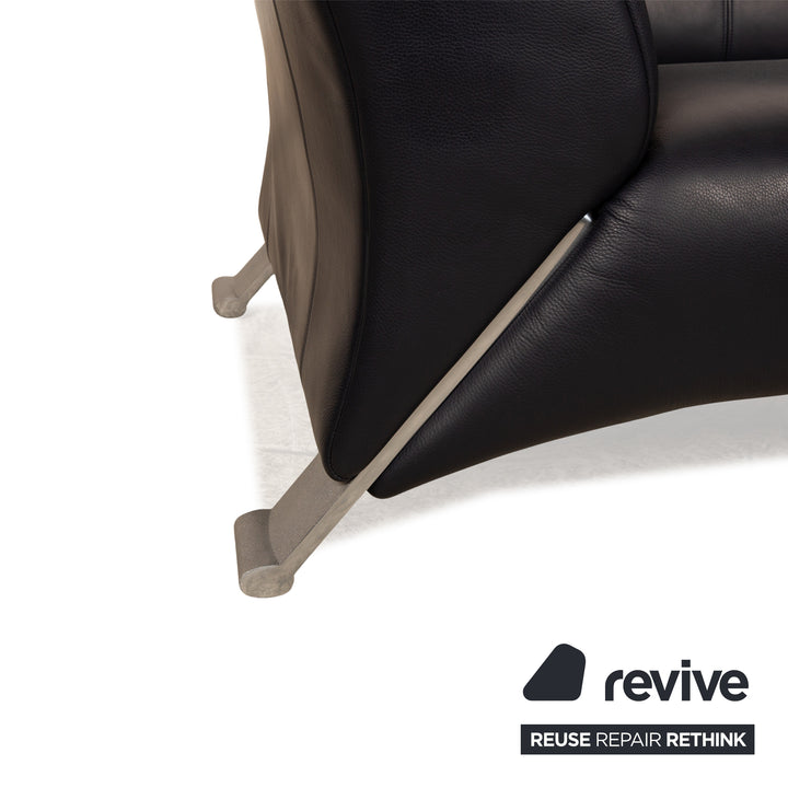 Rolf Benz 322 Leather Three-Seater Blue Dark Blue Sofa Couch