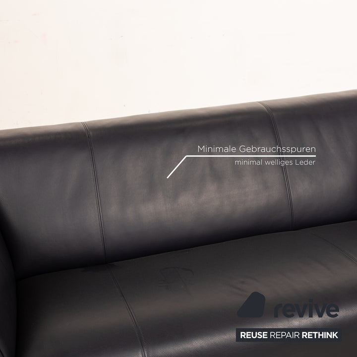 Rolf Benz 322 Leather Three-Seater Blue Dark Blue Sofa Couch