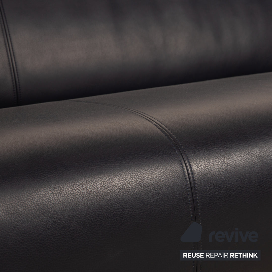 Rolf Benz 322 Leather Three-Seater Blue Dark Blue Sofa Couch