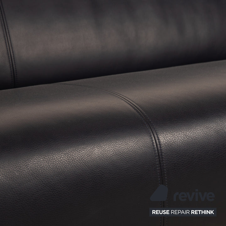 Rolf Benz 322 Leather Three-Seater Blue Dark Blue Sofa Couch