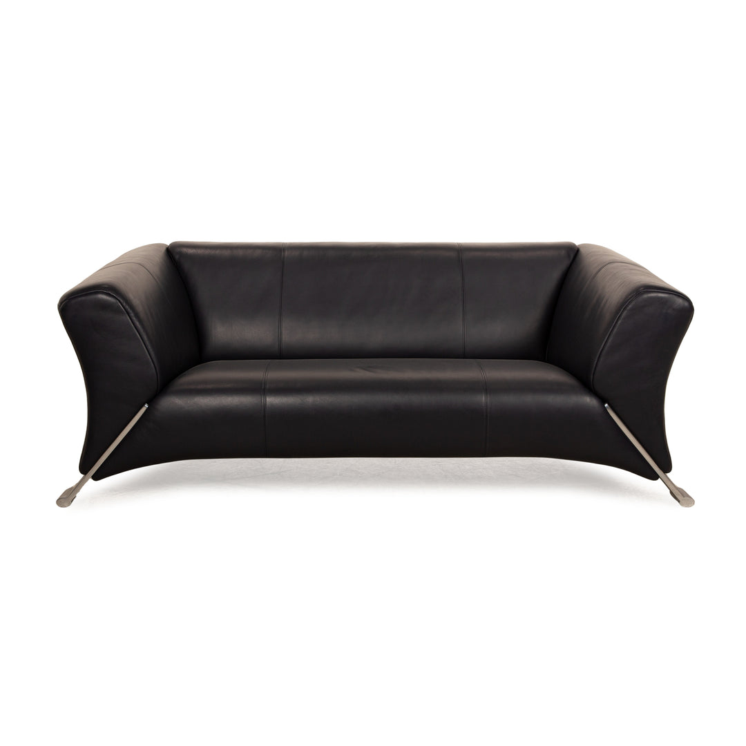 Rolf Benz 322 Leather Three-Seater Blue Dark Blue Sofa Couch