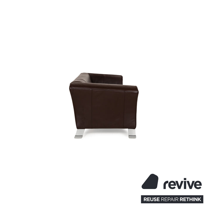 Canapé trois places en cuir marron Rolf Benz 322