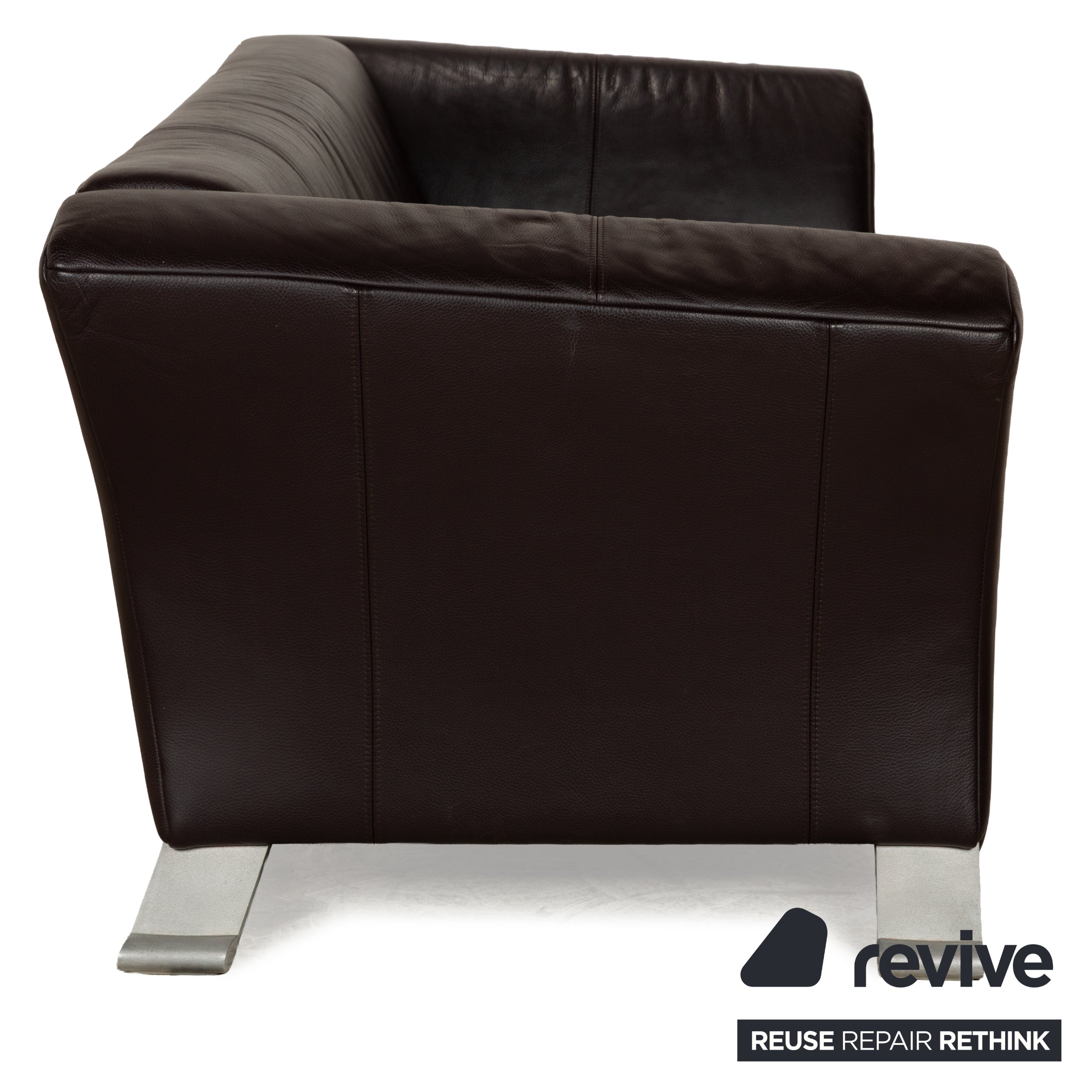 Canapé trois places en cuir marron rouge Rolf Benz 322