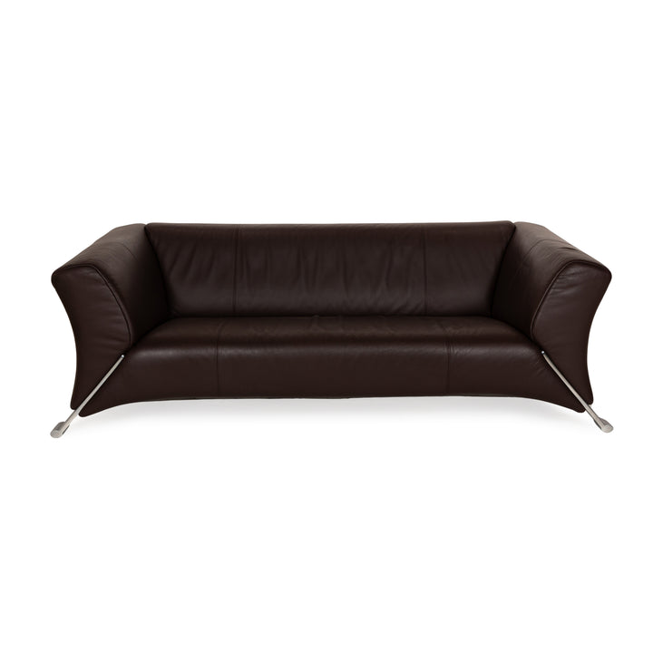 Rolf Benz 322 Leather Three-Seater Brown Sofa Couch