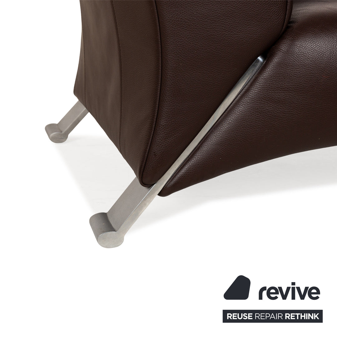 Canapé trois places en cuir marron Rolf Benz 322