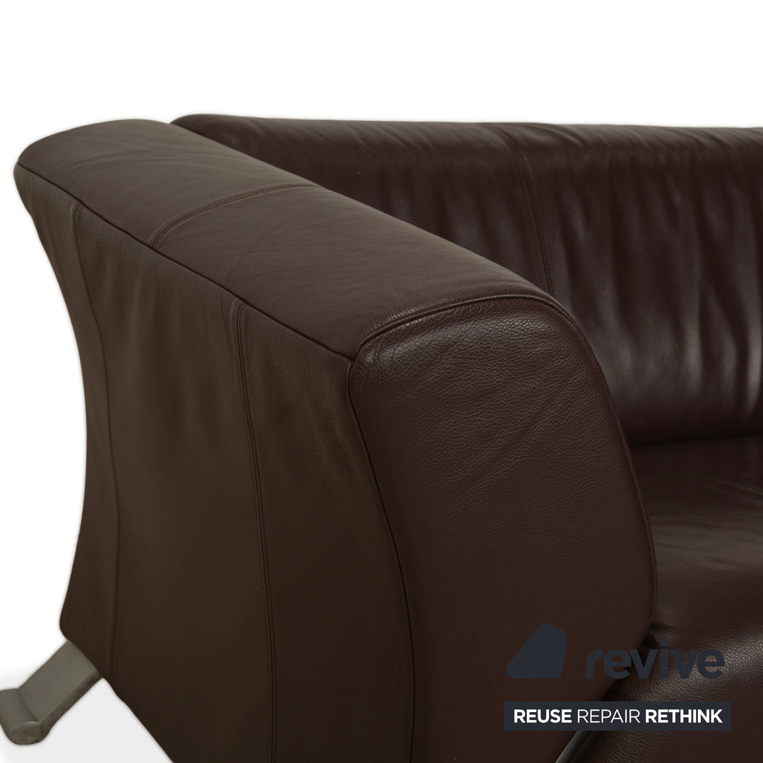 Canapé trois places en cuir marron Rolf Benz 322