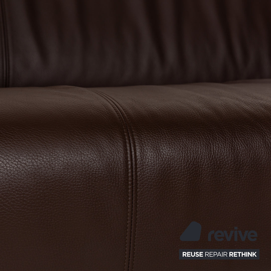 Rolf Benz 322 Leather Three-Seater Brown Sofa Couch