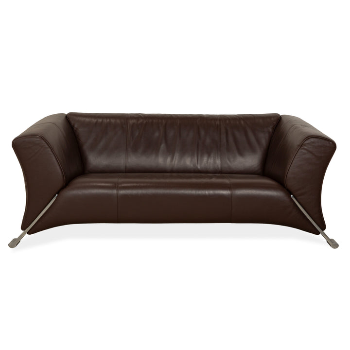 Rolf Benz 322 Leather Three-Seater Brown Sofa Couch