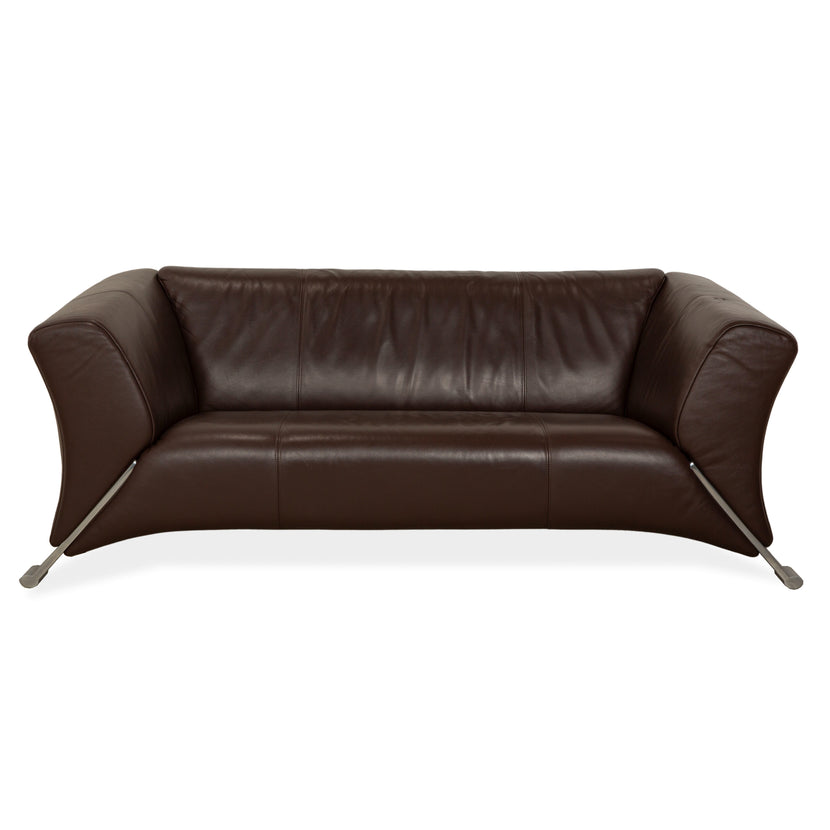 Canapé trois places en cuir marron Rolf Benz 322