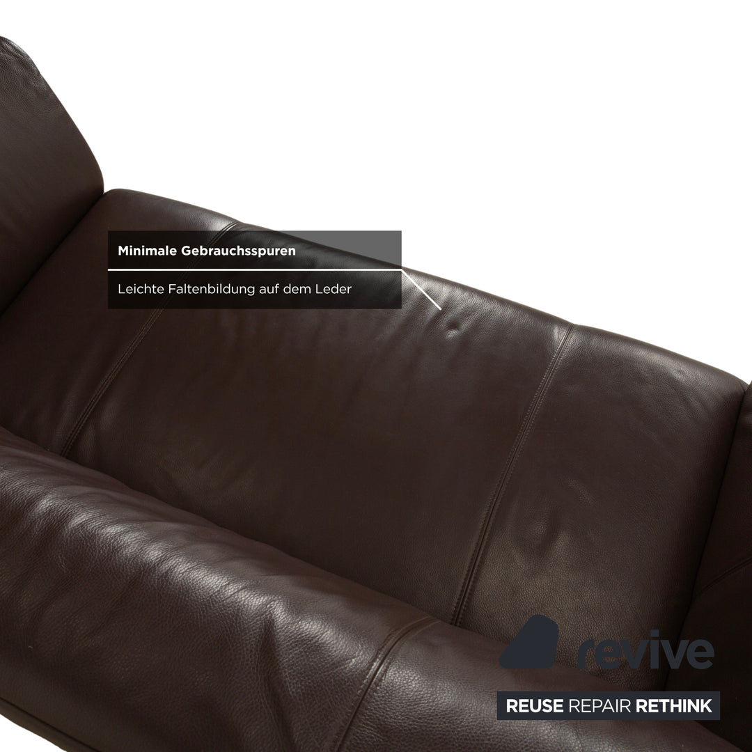 Rolf Benz 322 Leather Three-Seater Brown Sofa Couch