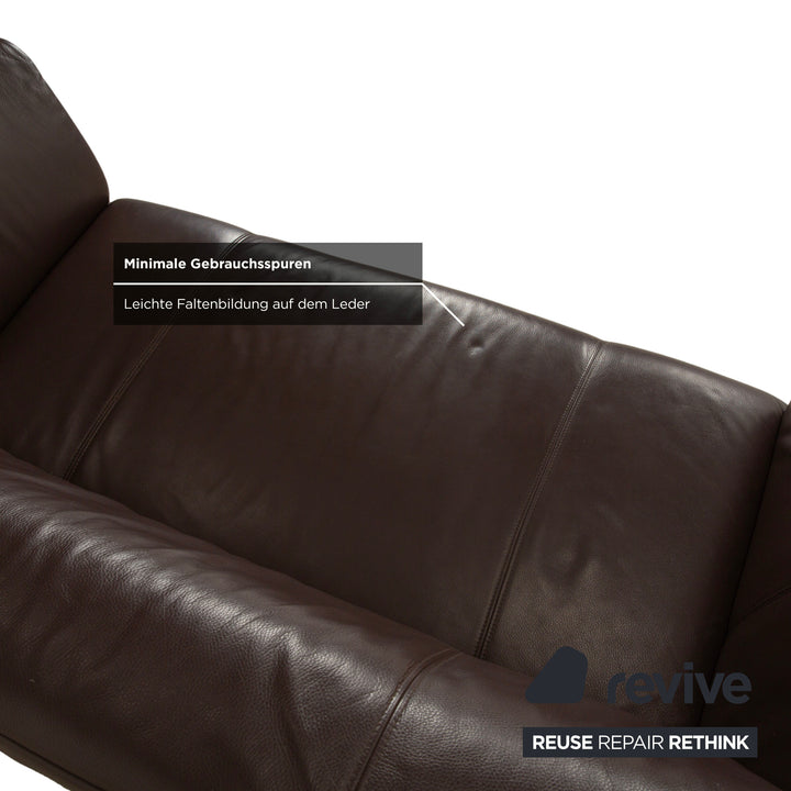 Rolf Benz 322 Leather Three-Seater Brown Sofa Couch