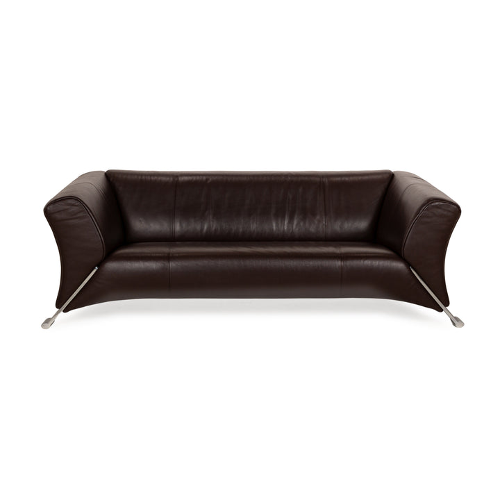 Canapé trois places en cuir marron Rolf Benz 322