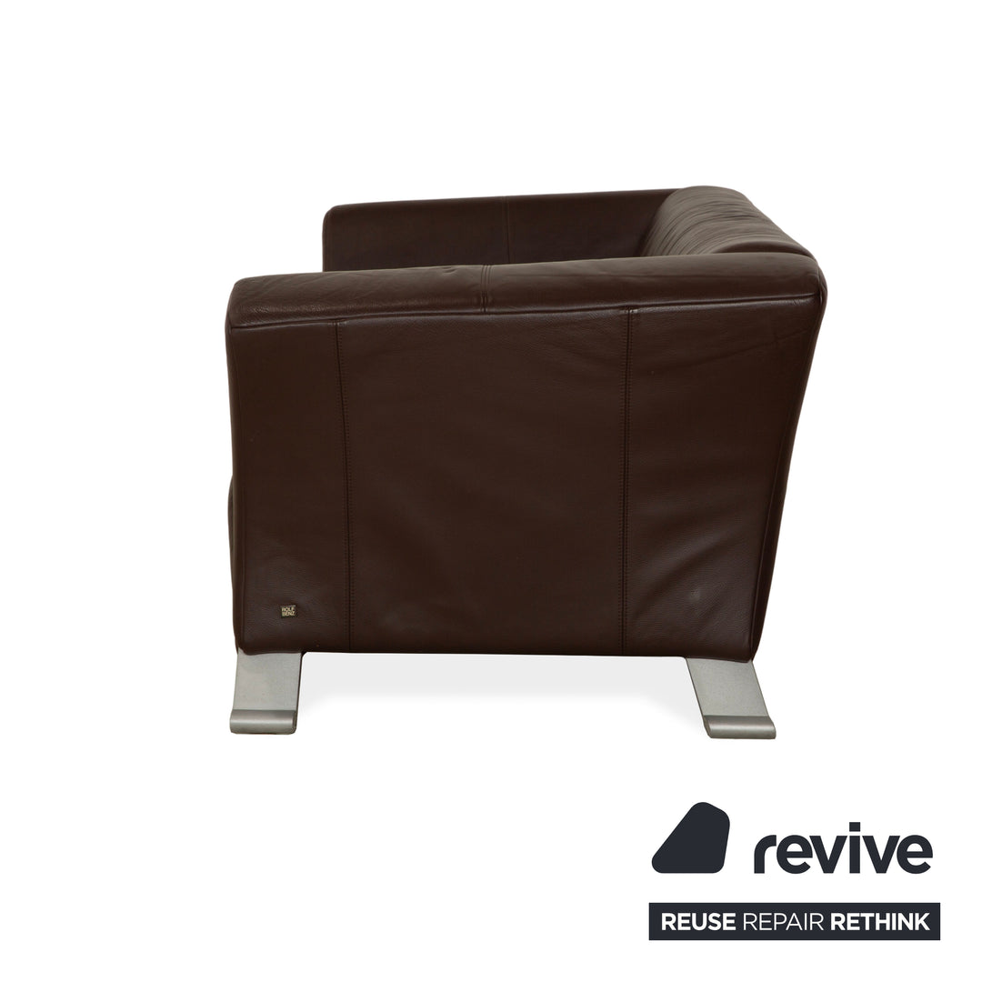 Canapé trois places en cuir marron Rolf Benz 322