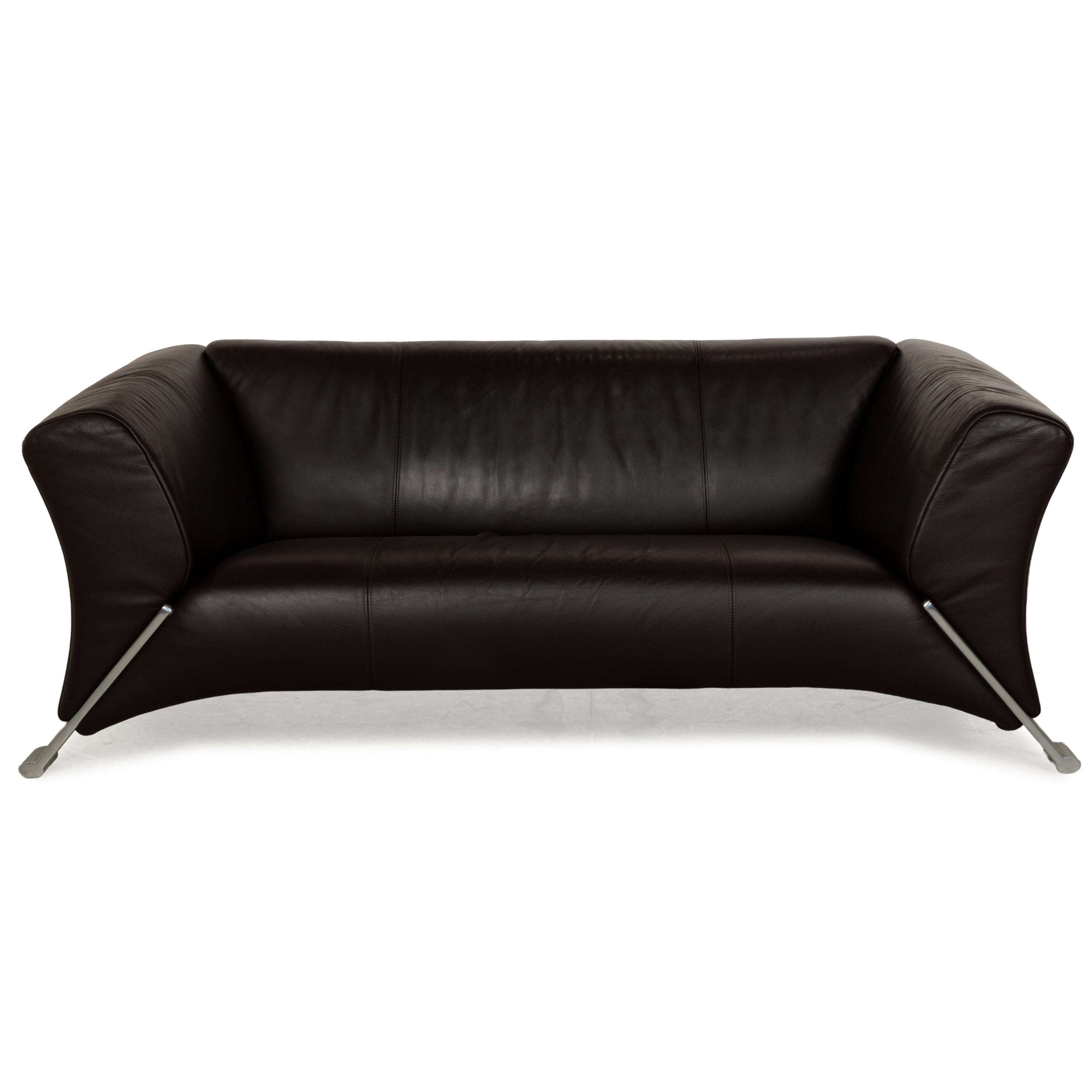 Canapé trois places en cuir marron rouge Rolf Benz 322