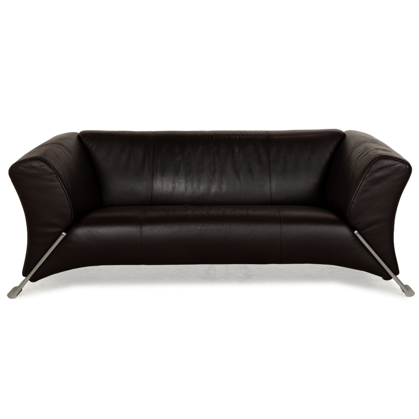 Canapé trois places en cuir marron rouge Rolf Benz 322