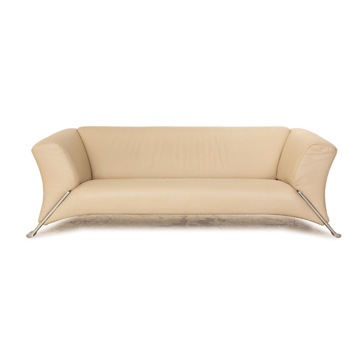 Rolf Benz 322 leather three-seater cream sofa couch