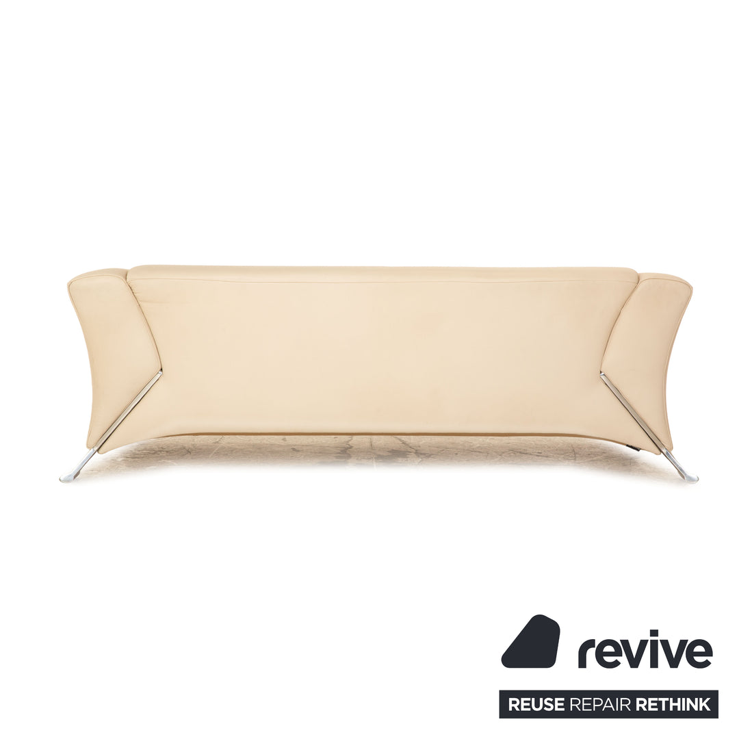 Rolf Benz 322 leather three-seater cream sofa couch