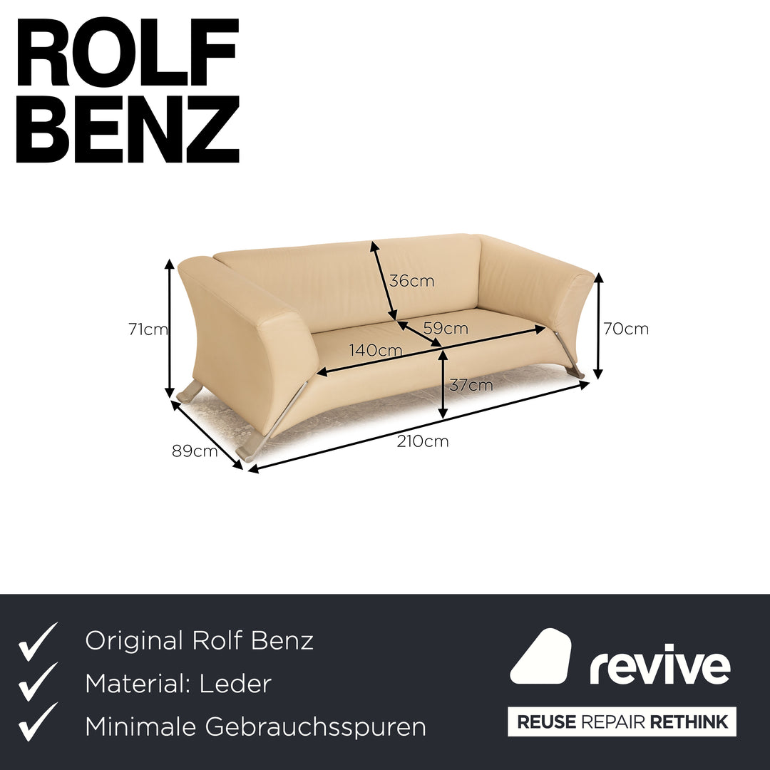 Rolf Benz 322 Leder Dreisitzer Creme Sofa Couch